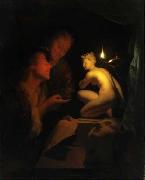 Godfried Schalcken Kunstbetrachtung bei Kerzenlicht oil on canvas